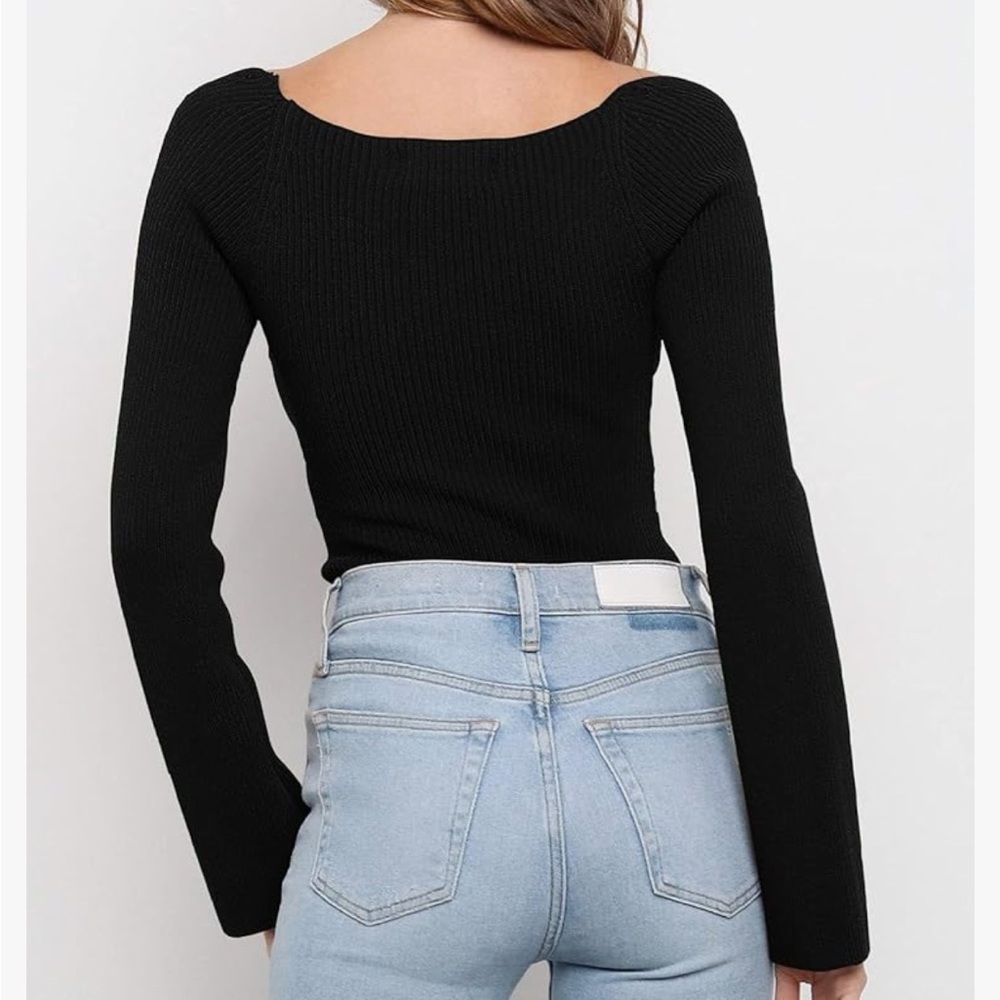 Black Ribbed Sweater - Picture 5 of 6